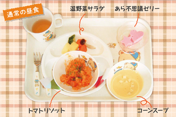 昼食の写真を紹介しています